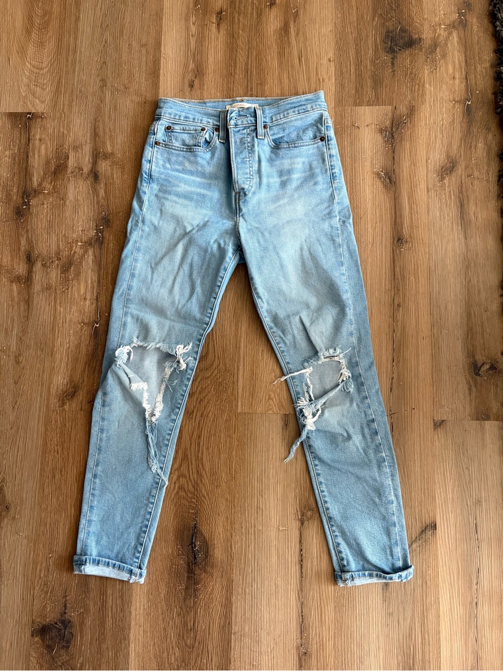 Levi's Light Blue High-Rise Ripped Jeans